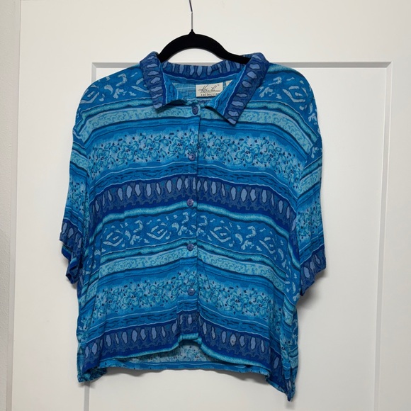 Kathie Lee Collection Tops - Kathie Lee Blue Striped Button Up Top